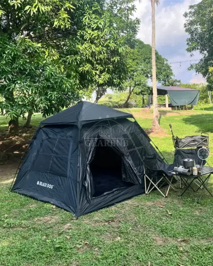 Black Dog Tent with Cooking Setup